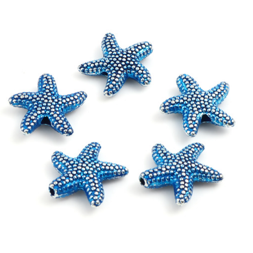 1 perle - pendentif - etoile de mer - bleu - r742