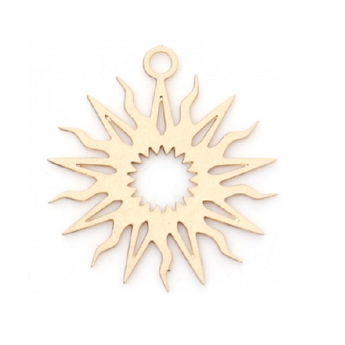 1  pendentif soleil - estampe en filigrane - métal doré - r738