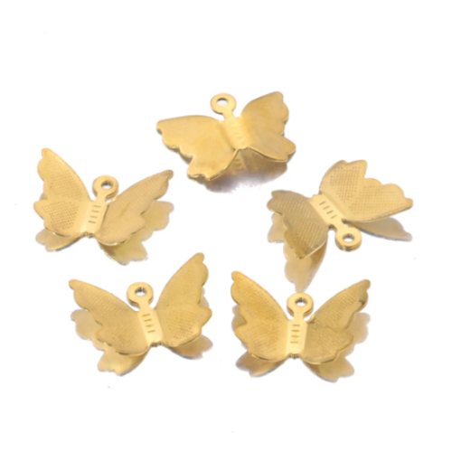 1 breloque pendentif - papillon - dorée - acier inoxydable