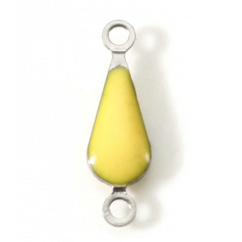 1 connecteur - pendentif - sequin goutte - émaillé - jaune - acier inoxydable - r129