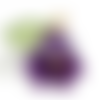 1 breloque fleur et feuille de muguet violet en 3d - résine - métal doré - r229