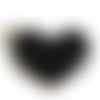 1 pendentif - sequin coeur noir - émaillé - r976