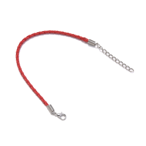 1 bracelet cordon simili cuir tressé - rouge - r807
