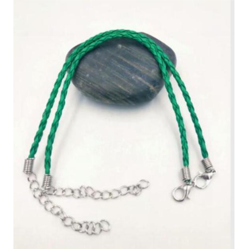 1 bracelet cordon simili cuir tressé - vert - r663