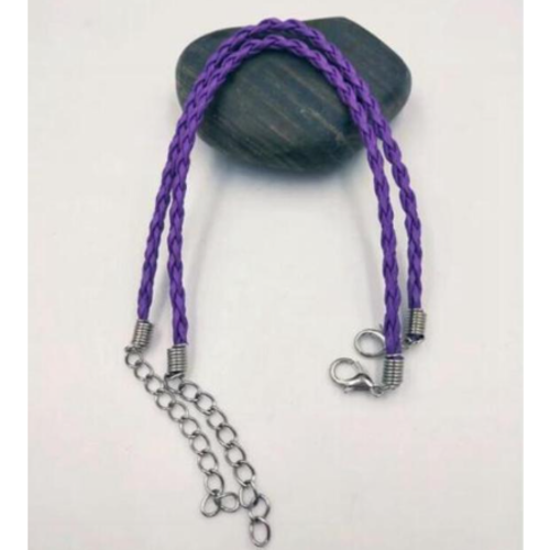 1 bracelet cordon simili cuir tressé - violet - r072