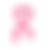 Breloque - pendentif ruban symbole octobre rose - email - métal couleur argenté