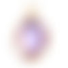 1 breloque - pendentif  marquise - perle en verre - parme - métal doré - r883