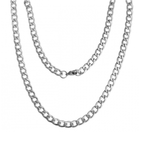 1 collier chaîne maille cheval - acier inoxydable 304 -  couleur métal argenté - 55 cm - r558