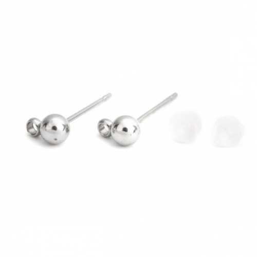 1 paire de boucles d'oreille puces - acier inoxydable 304  - r307