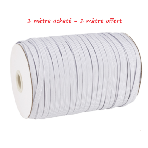 1 m de ruban elastique plat - blanc - 6 mm - 1 achete = 1 offert