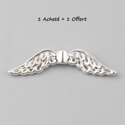 1 breloque aile d'ange - métal argenté - 1 achete = 1 offert