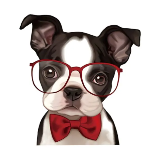 Transfert thermocollant - le chien aux lunettes