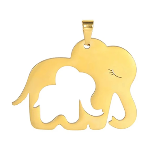 1 breloque pendentif - eléphant - dorée - acier inoxydable