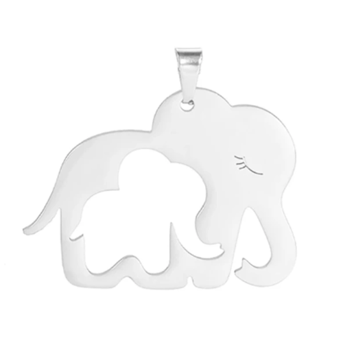 1 breloque pendentif - eléphant - argentée - acier inoxydable