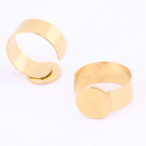 1 bague - anneau réglable - acier inoxydable - couleur métal doré