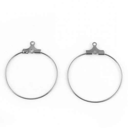 10 paires supports boucles d'oreilles créoles acier inoxydable - argenté - r912