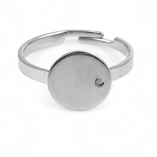 1 bague - anneau réglable - acier inoxydable - couleur métal argenté - r913