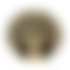 1 pendentif - estampe ronde arbre de vie - emaillé noir et doré- r988