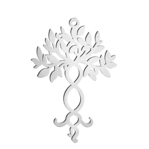 1 pendentif - breloque arbre de vie - acier inoxydable - argenté