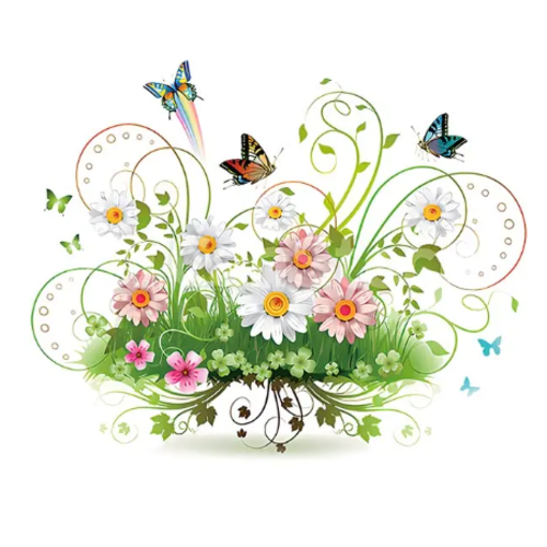 Transfert thermocollant - fleurs et papillons
