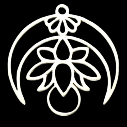 1 pendentif - connecteur fleur de lotus - acier inoxydable - couleur argenté
