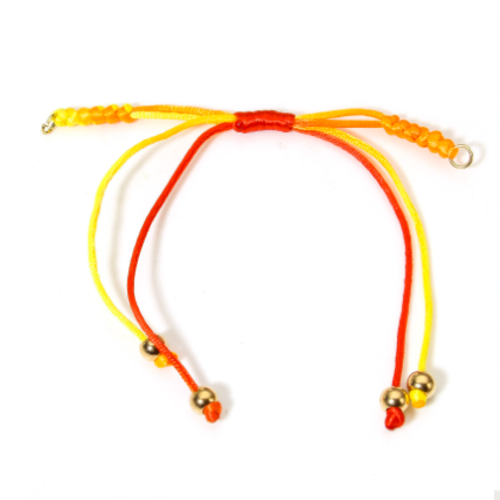1 bracelet réglable en polyester - orange et or - 24 cm - r124