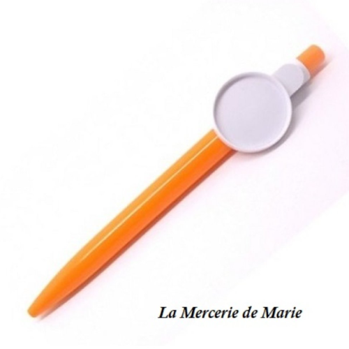 1 stylo orange - support cabochon - 25 mm