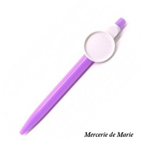 1 stylo violet - support cabochon - 25 mm