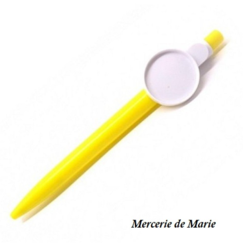 1 stylo jaune - support cabochon - 25 mm