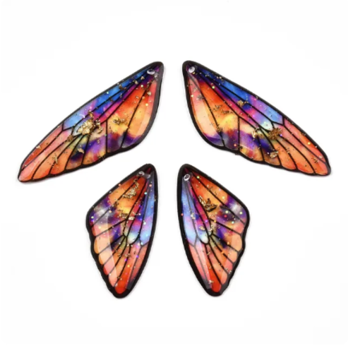Lot de 4 pendentifs aile de papillon en résine - modèle sienna - r305