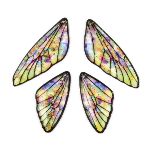 Lot de 4 pendentifs aile de papillon en résine - modèle colorful - r306