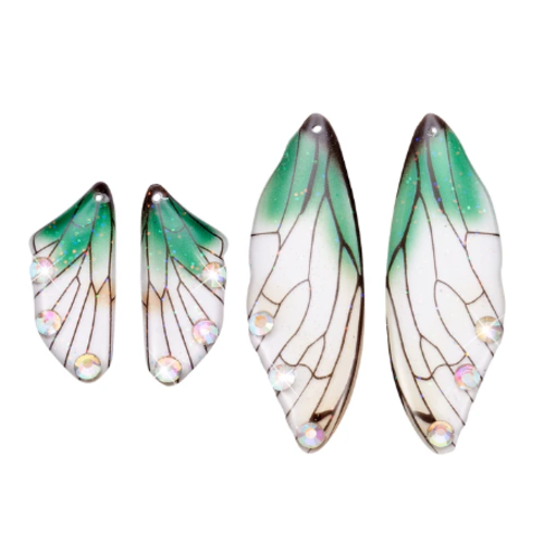 Lot de 4 pendentifs aile de papillon en résine - modèle green - r241