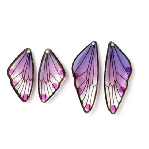 Lot de 4 pendentifs aile de papillon en résine - modèle purple - r737