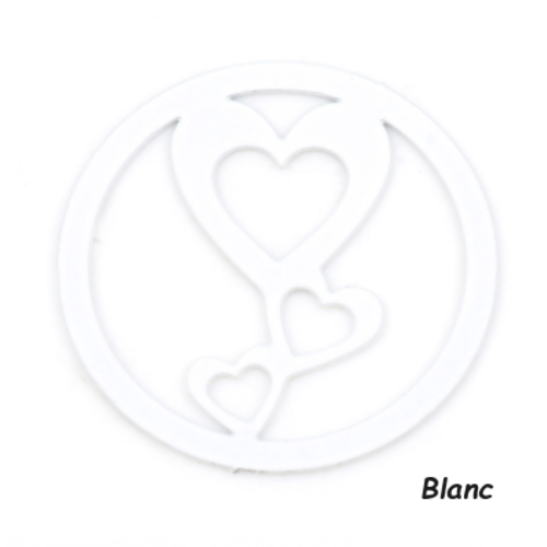 1 pendentif breloque - coeur blanc - filigrane - laser cut