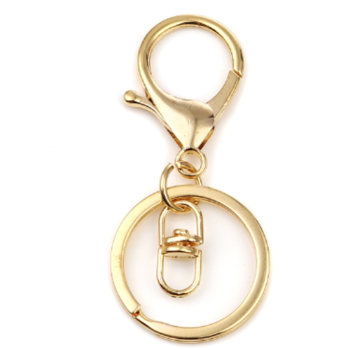 1 porte clé mousqueton - anneau pivotant - couleur doré r291