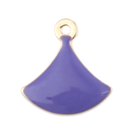 1 pendentif - sequin éventail - émaillé violet - laiton - r596
