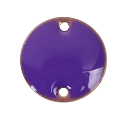 1 connecteur - sequin rond émaillé violet - cuivre - r649