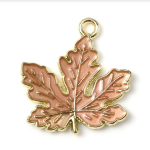 1 breloque pendentif feuille d'automne - emaillé - r933