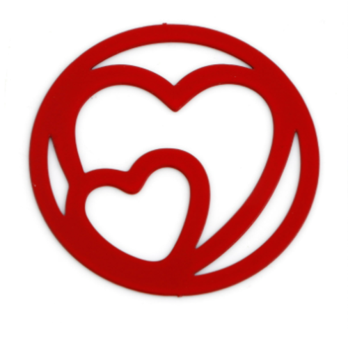 1 pendentif breloque - coeur rouge - filigrane - laser cut