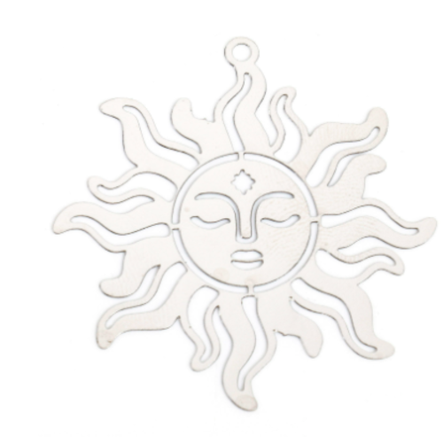 1 pendentif - estampe en filigrane - soleil - argenté