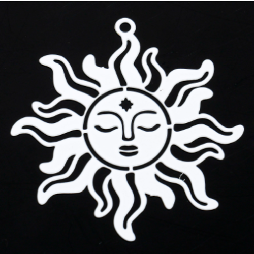 1 pendentif - estampe en filigrane - soleil - blanc