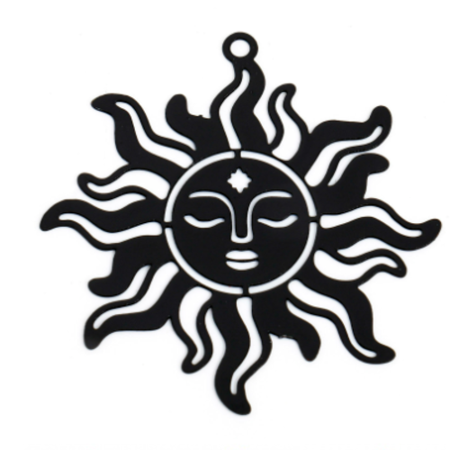 1 pendentif - estampe en filigrane - soleil - noir