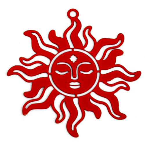 1 pendentif - estampe en filigrane - soleil - rouge