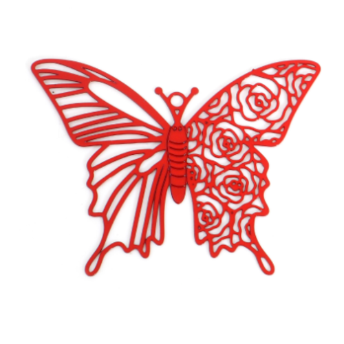 1 pendentif - estampe en filigrane - papillon - rouge