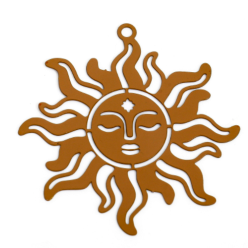 1 pendentif - estampe en filigrane - soleil - marron