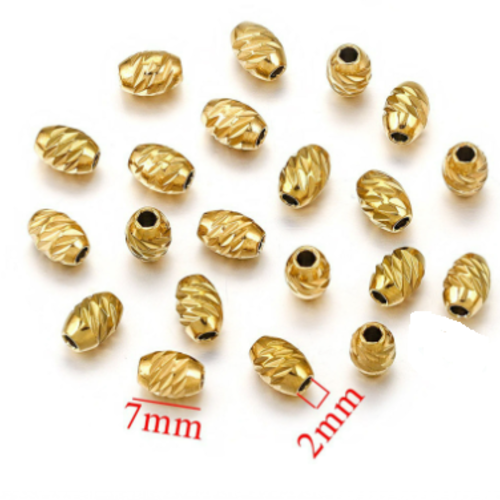 Lot de 5 perles ovales - acier inoxydable 304 - doré - r654