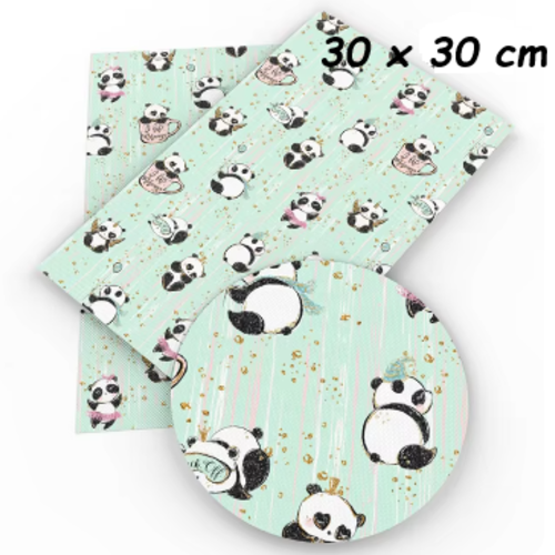Feuille simili cuir imprimé - panda