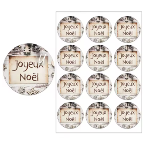 Lot de 10 étiquettes  autocollantes - stickers joyeux noel