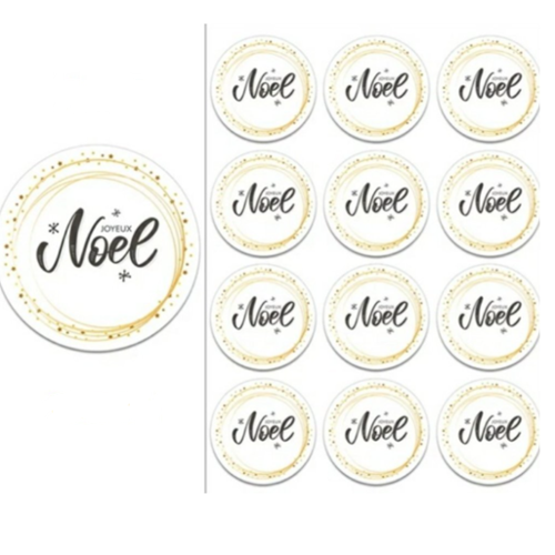 Lot de 10 étiquettes  autocollantes - stickers joyeux noel
