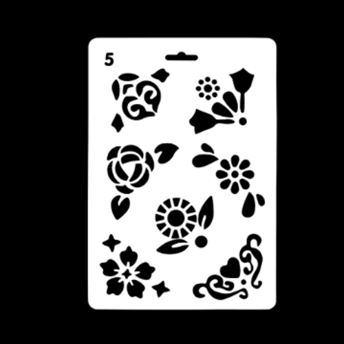 1 pochoir souple fleurs -roses - stencil - plastique